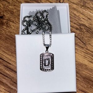 “D” pendant on 20” box chain necklace
